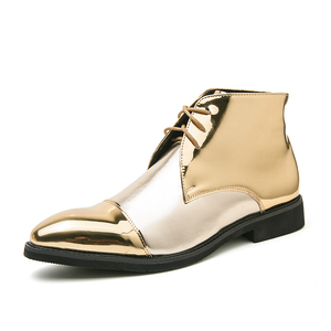 Zapatos de vestir de encaje dorado para hombre, botas Oxford de <span class=keywords><strong>charol</strong></span> de alta calidad, 38-46 talla grande, diseño antideslizante, <span class=keywords><strong>charol</strong></span> Formal a la moda - Product Image 1