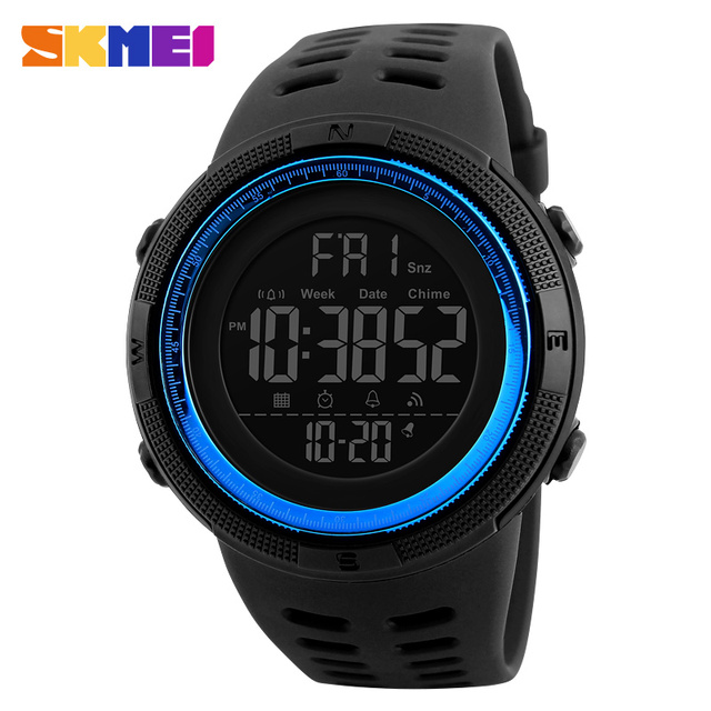 Skmei 1251 Classic Fashion Sports Wristwatch Multifunctional 12/24 Hour LED Colorful Digital Watch for Men Women Montre Relojes