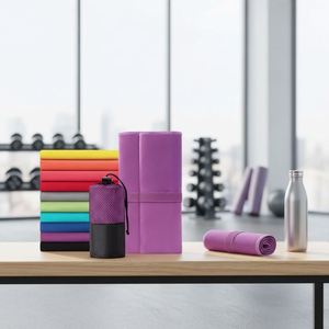 Serviette de sport et de plage en microfibre réutilisable à séchage rapide, légère et portable, avec sac de transport pour la gym, impression personnalisée disponible en gros - Product Image 4