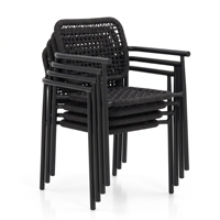 Fournisseur de meubles d'extérieur, chaise de jardin empilable portable légère en corde tressée, coussin de siège amovible pour jardin, parc