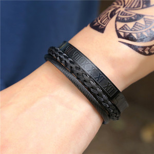 <span class=keywords><strong>2022</strong></span> mode 3 Pièces/ensemble Hiphop Hommes Bracelet Ensemble De Bijoux En Acier Inoxydable <span class=keywords><strong>Rome</strong></span> Chiffres Gravés Bracelet Bracelet Tressé En Gros - Product Image 5