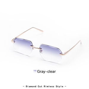 แว่นกันแดดทรงเหลี่ยมไร้กรอบ ดีไซน์คลาสสิคสีทอง รุ่นปี 2026 คุณภาพสูง วัสดุโลหะ สำหรับทุกเพศ เลนส์ไล่เฉดสีม่วง UV400 ตัดขอบแบบเพชร - Product Image 3