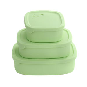 Silicone <b>Lunch</b> <b>Box</b> Rectangle 301-500Ml Microwave Safe <b>With</b> <b>Compartments</b> For Adults Preservation Plastic Lid - Product Image 3