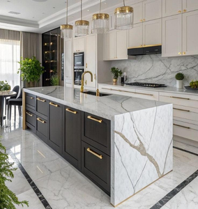 Set di <span class=keywords><strong>Mobili</strong></span> da Cucina Moderni Americani ed Europei CBMmart, Armadietti con Cassetti in Legno Massello di Quercia Laccato Bianco - Product Image 1