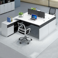 Ensemble de bureau modulaire en L blanc de luxe en bois convertible pour 4 personnes, table de direction et poste informatique pour personnel