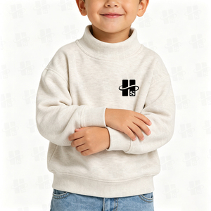 OEM Wholesale Mockneck Loose Fit Jumper <b>Top</b> Custom Applique Embroidered Logo Oversized Custom <b>Mock</b> <b>Neck</b> Sweatshirts For Kids - Product Image 2