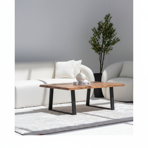 Handmade Premium Modern Design Acacia Wood Coffee Table Dark Live <b>Edge</b> <b>Metal</b> Legs for Luxury Living Rooms Home Use Living Room - Product Image 1