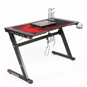 2024 שולחן משחקים חדש בצורת Z שולחן מחשב שחור תחנת עבודה מקצועית למשחק עם משטח עכבר גדול שולחן גיימר למחשב