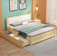 Ensemble de meubles de chambre à coucher personnalisé, design moderne multifonctionnel, cadre de lit double en bois massif, sommier de lit grand format avec tiroir