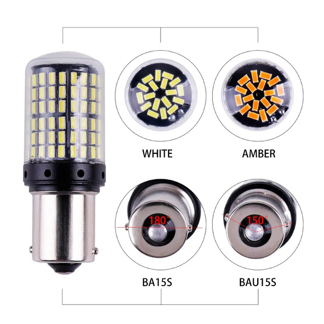 A80T20 Led Signal Lamp Canbus 1156 BA15S P21W BAU15S 1157 7440 7443 LED Bulb 30W 3014 144smd No Error Led Turn Signal Light Bulb