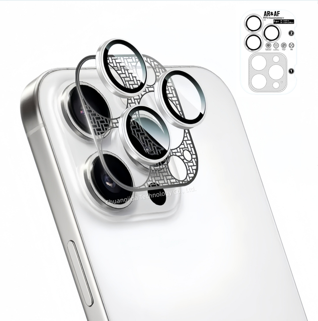 New 9H AR+AF HD Metal Camera Lens Protector for 13-17 Pro Max Tempered Glass Anti-Scratch Anti-Fingerprint Full Coverage
