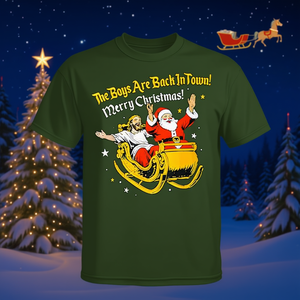 Camiseta navideña de Jesús y Santa The Boys Are Back In Town - Product Image 3