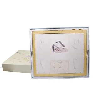Factory Wooden Recordable Picture Frames Baby Hand Fand Footprint Kit Voice Memory Music Baby Photo Frame Newborn Gift