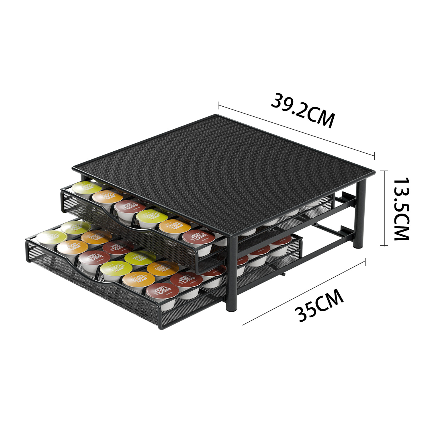 Caja de cápsulas de café de doble capa negra