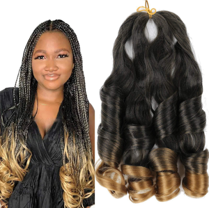 En gros Français Curl Tressage Extensions de <span class=keywords><strong>Cheveux</strong></span> Synthétiques Vague Lâche Yaki Texture Crochet Mèches de <span class=keywords><strong>Cheveux</strong></span> pour Tresses Africaines - Product Image 3