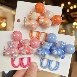 สายรัดผมยืดหยุ่นสูงสำหรับเด็กผู้หญิงน่ารัก2ชิ้น/เซ็ตสีลูกกวาดแบบไล่ระดับสีสำหรับเด็กๆแนวหวานๆ - Product Image 2