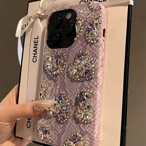 Custodia per <span class=keywords><strong>iPhone</strong></span> 15 XP1485 di alta gamma con motivo serpente <span class=keywords><strong>viola</strong></span> e strass a <span class=keywords><strong>cuore</strong></span>, anti-caduta, per <span class=keywords><strong>iPhone</strong></span> 16 Pro Max, da donna, trendy, articolo di tendenza - Product Image 6