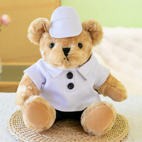 Ensemble de peluches ours en peluche huit couleurs, avec polo et casquette de baseball, poupée en peluche, OEM ODM, vente en gros personnalisée en vrac
