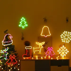 크리스마스 네온 사인 화이트 눈송이 모양의 AA 배터리 작동 LED 네온 라이트 로그인 크리스마스 파티 벽 장식 휴일 조명