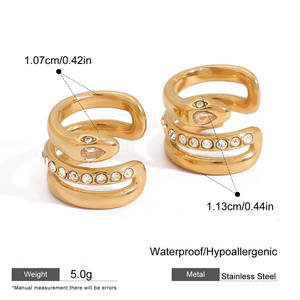 ERESI Boucles d'Oreilles Manchette Clips Étanche en Acier Inoxydable Plaqué Or 18K Zircon de Luxe Anti-Ternissement, Bijoux de Créateur de Mode - Product Image 2