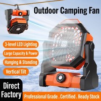 Ventilateur de camping rechargeable minimaliste 20000 mAh avec lumière LED, débit d'air élevé, ventilateur de tente portable pour utilisation en extérieur et en intérieur, fonctionnement silencieux