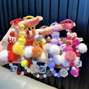 Porte-clés en acrylique avec pendentif pour sac <span class=keywords><strong>à</strong></span> chaîne de téléphone portable personnalisé de dessin animé mignon accessoires perle boule de <span class=keywords><strong>laine</strong></span> - Product Image 1