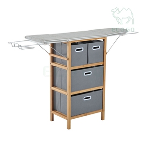 Centro de tabla de planchar de bambú con tira blanca y negra Estante de tabla de planchar de diseño práctico - Product Image 3