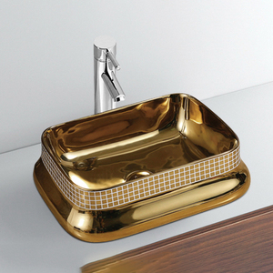 Novo Design Banheiro Sanitária Ware Mão Pia Cerâmica Galvanoplastia Lavatório - Product Image 1