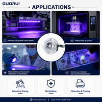 Diode LED UV GUORUI 365/385/395/405nm UVA 405nm, diode LED UV 3W 500mA pour source lumineuse, encre violette, séchage, impression