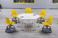 Table d'apprentissage mobile pour salle de classe, à double roulettes, avec barre de raccordement, en métal, modèle DAKE DK-1193