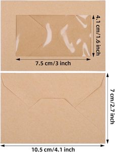 Cartes-cadeaux de Noël recyclées livre 4.125x2.78 pouces <span class=keywords><strong>mini</strong></span> longues enveloppes brunes kraft avec fenêtres pour les entreprises - Product Image 4
