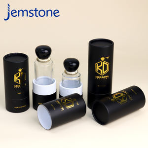 Cylindre cosmétique personnalisé pousser vers le haut boîte de tube en papier noir produit tube de papier d'emballage en feuille d'or kraft - Product Image 5