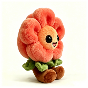 Peluche personnalisable en forme de fleur orange mignonne, animal en peluche doux aux grands yeux, personnage de fleur souriante avec jambes et feuilles - Product Image 3