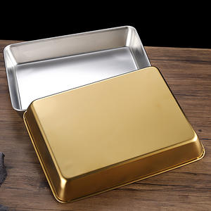 Plateau rectangulaire doré pour le rangement, plateau <span class=keywords><strong>à</strong></span> <span class=keywords><strong>tiramisu</strong></span>, plateau <span class=keywords><strong>à</strong></span> gâteau, moule <span class=keywords><strong>à</strong></span> pain, plaque de cuisson en acier inoxydable argenté, plaque <span class=keywords><strong>à</strong></span> griller pour barbecue, plateau <span class=keywords><strong>à</strong></span> collation - Product Image 5
