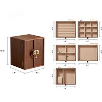 Boîte de rangement de luxe en bois massif rectangulaire à 5 couches, grande capacité, multi-usages, pour bijoux et montres, avec logo personnalisé, présentoir à bijoux