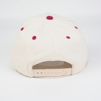 Gorra de Béisbol Personalizada de 5 Paneles, 100% Algodón Twill, Color Blanco Hueso y Rosa Intenso, Bordado 3D, Unisex, Ajustable con Hebilla Simple