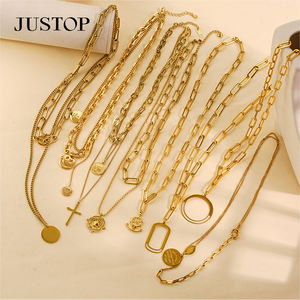 Collier long pendentif OEM/OEM Vente en gros Personnalisé Étanche Acier inoxydable Plaqué or argent Chaîne à maillons Unisexe Tendance Mode - Product Image 1