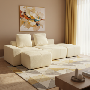 Fauteuil modulaire en forme de L en tissu éponge, style moderne, avec compression, pour salon - Product Image 1