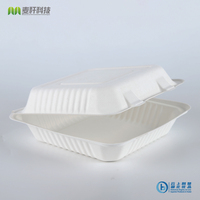Échantillon gratuit Emballage à emporter Boîte à déjeuner Conteneur alimentaire à clapet biodégradable jetable 9*9 pouces sans PFAS