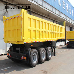 Vente chaude 60 tonnes camion à benne basculante arrière Type carré semi-remorque 3 essieux pour l'industrie de la construction en acier - Product Image 4