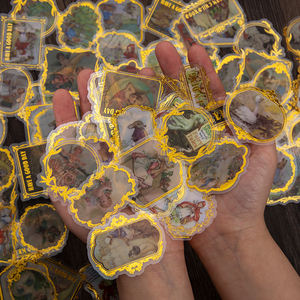 Pegatinas de bronce de la serie de la infancia de ensueño, Material de manual Retro creativo, pegatina decorativa, 30 Uds. Por paquete - Product Image 4