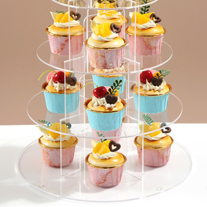 Rak Pajangan Kue Bentuk Bulat dari Akrilik untuk Cupcake dan Stand Menara Kue Ramah Lingkungan - Product Image 2