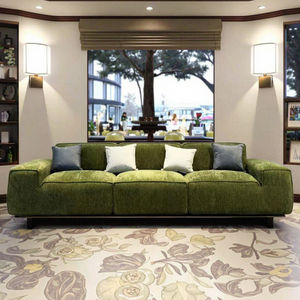 फ्रेंच रेट्रो चेनेल टोफू ब्लॉक इनलाइन फैब्रिक सोफा सरल आधुनिक क्रीमी लिविंग रूम सोफा - Product Image 6