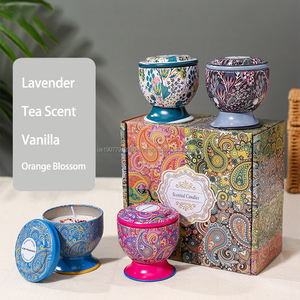 Vela Aromática LANJO de Lujo Estilo Árabe en Lata de Cera de Soya con Tapa, Ecológica, Hecha a Mano, en Caja de Regalo Navideña con Diseño Paisley - Product Image 6