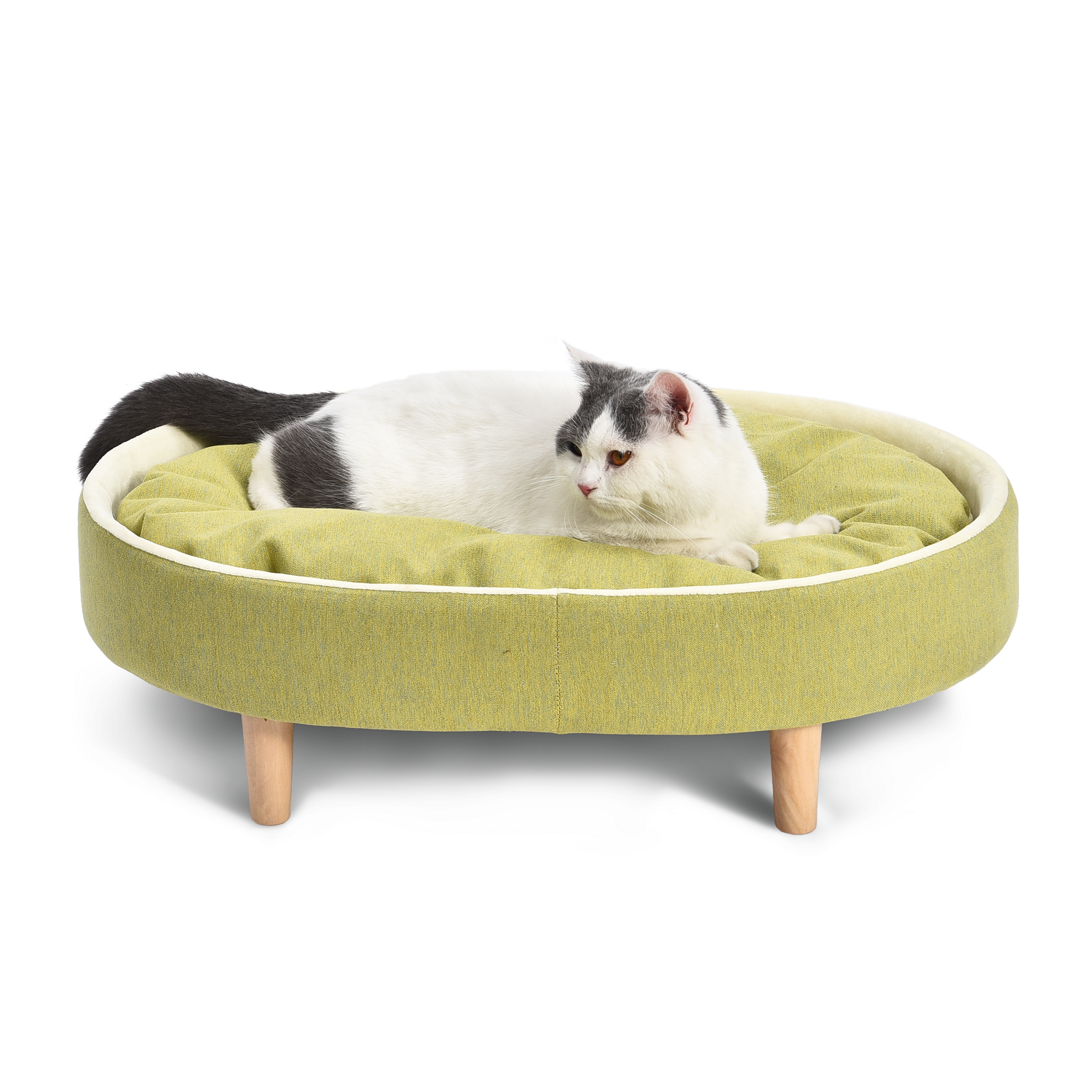 Зеленый желтый щенок маленький круглый съемный коврик Pet Cot Овальный повышенный диван-кровать для собаки