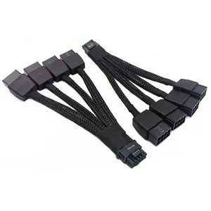 Câble adaptateur d'alimentation GPU PCI-E 16 broches 12+4 broches vers 4x8 broches PCIE 5.0 12VHPWR ATX3.0 pour carte graphique <span class=keywords><strong>3090Ti</strong></span> & RTX4080/<span class=keywords><strong>4090</strong></span> - Product Image 1