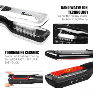 Máy làm thẳng tóc chuyên nghiệp, lược làm nóng, máy uốn tóc hai điện áp, máy ép tóc bằng titan, máy làm thẳng tóc hơi nước, máy ép tóc bản rộng - Product Image 6