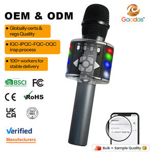Microphone portable personnalisable avec haut-parleur Bluetooth et lumière RGB, service OEM ODM, idéal pour <span class=keywords><strong>le</strong></span> branding et la <span class=keywords><strong>distribution</strong></span> au détail - Product Image 1