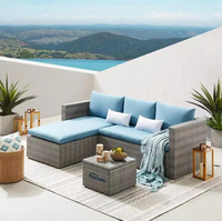 Muebles de exterior, conjunto de sofá de ratán seccional, conjunto de jardín