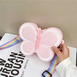 Cute Butterfly Crossbody Bag for Silicone Stress Relief Coin <b>Purse</b> Perforated Design Versatile Mini Bag for Girls - Product Image 1